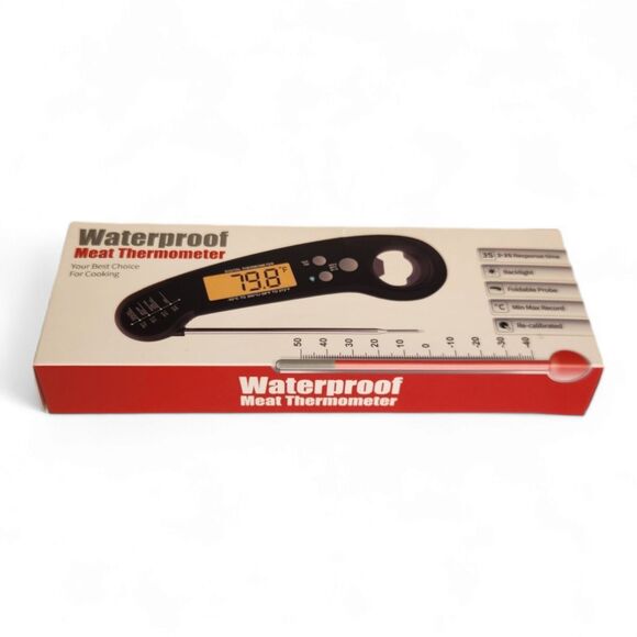 Waterproof Meat Thermometer with Backlight, Foldable Probe, Digital Display New - Picture 4 of 9